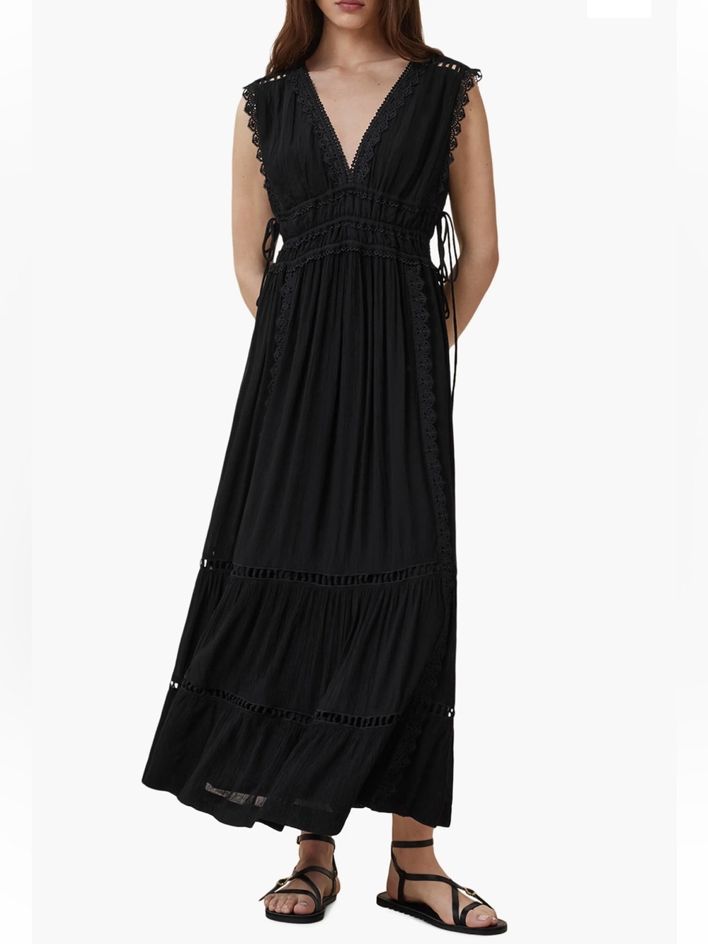 AllSaints Xanthe Lace Trim Maxi Sundress